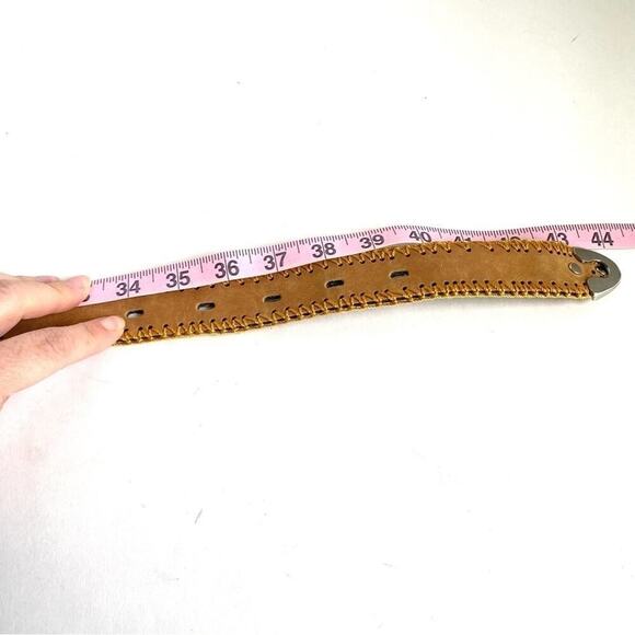 Vintage Belt Western Whipstitched Southwest Brown Faux‎ Leather Unisex Womens XL main image 10
